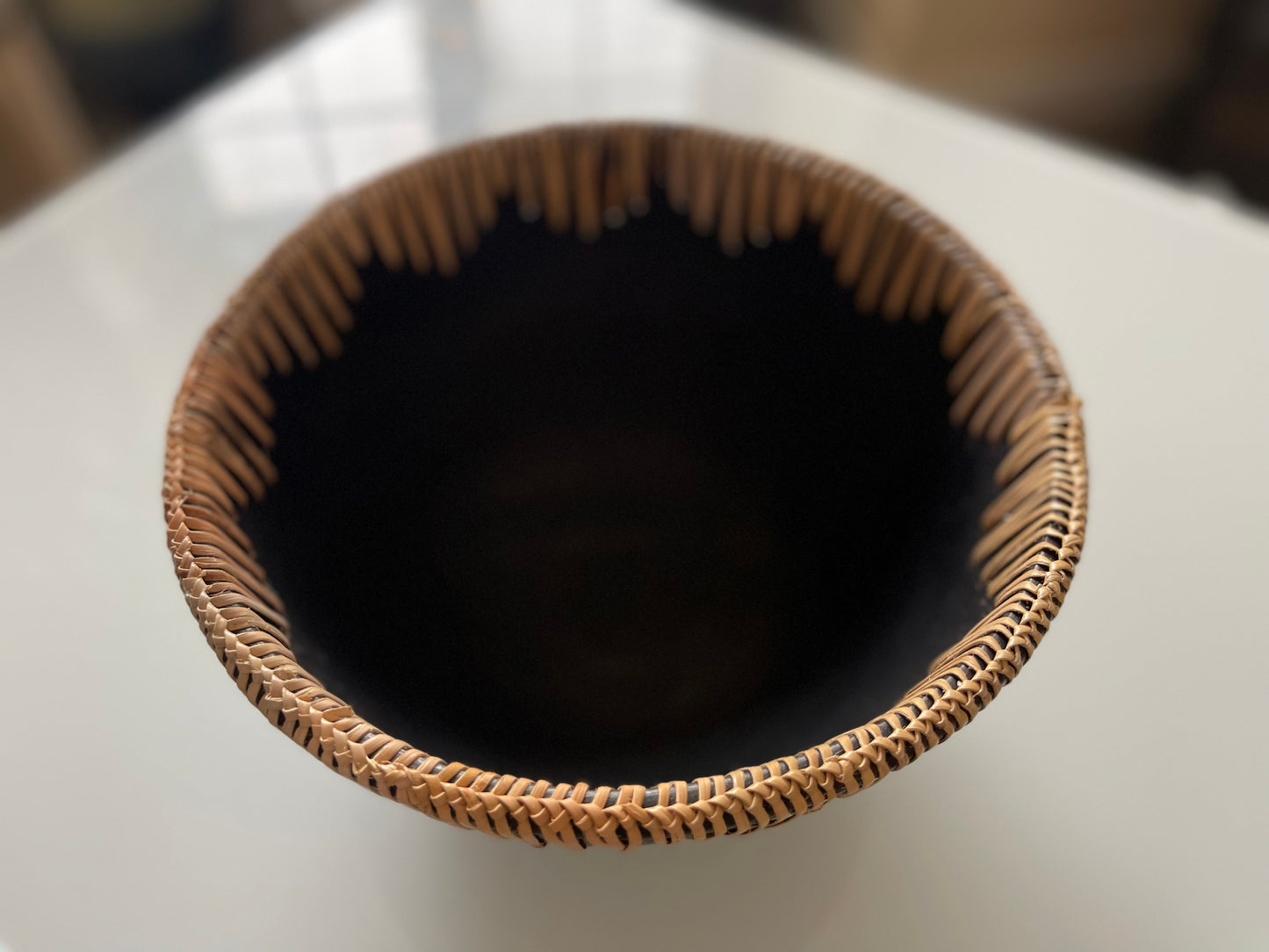 Terra-Cotta Bowl w/ Rattan Stitching