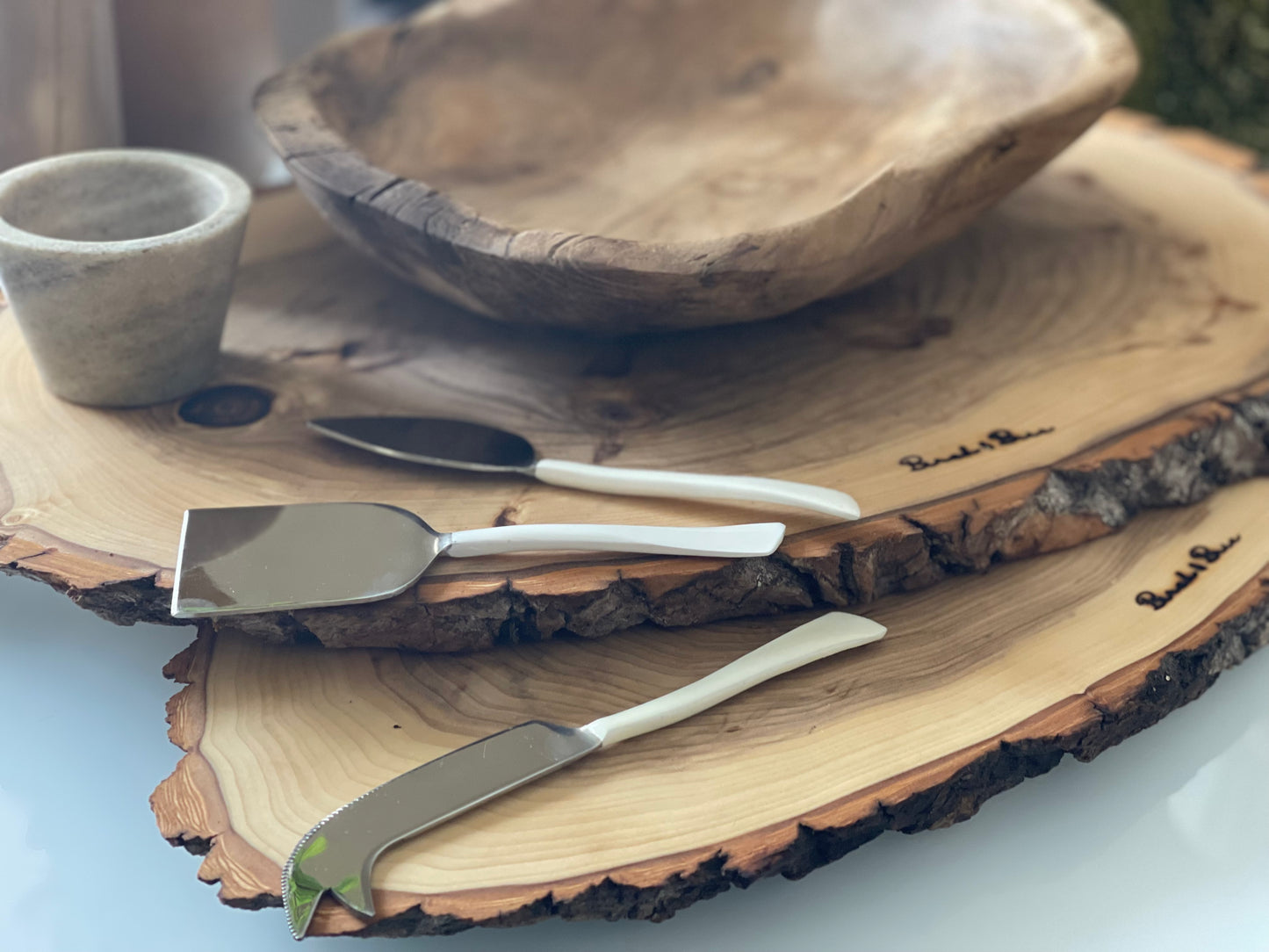 White Dipped Enamel Cheese Set