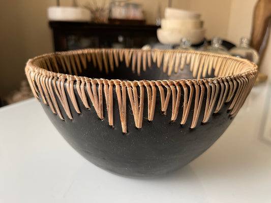 Terra-Cotta Bowl w/ Rattan Stitching