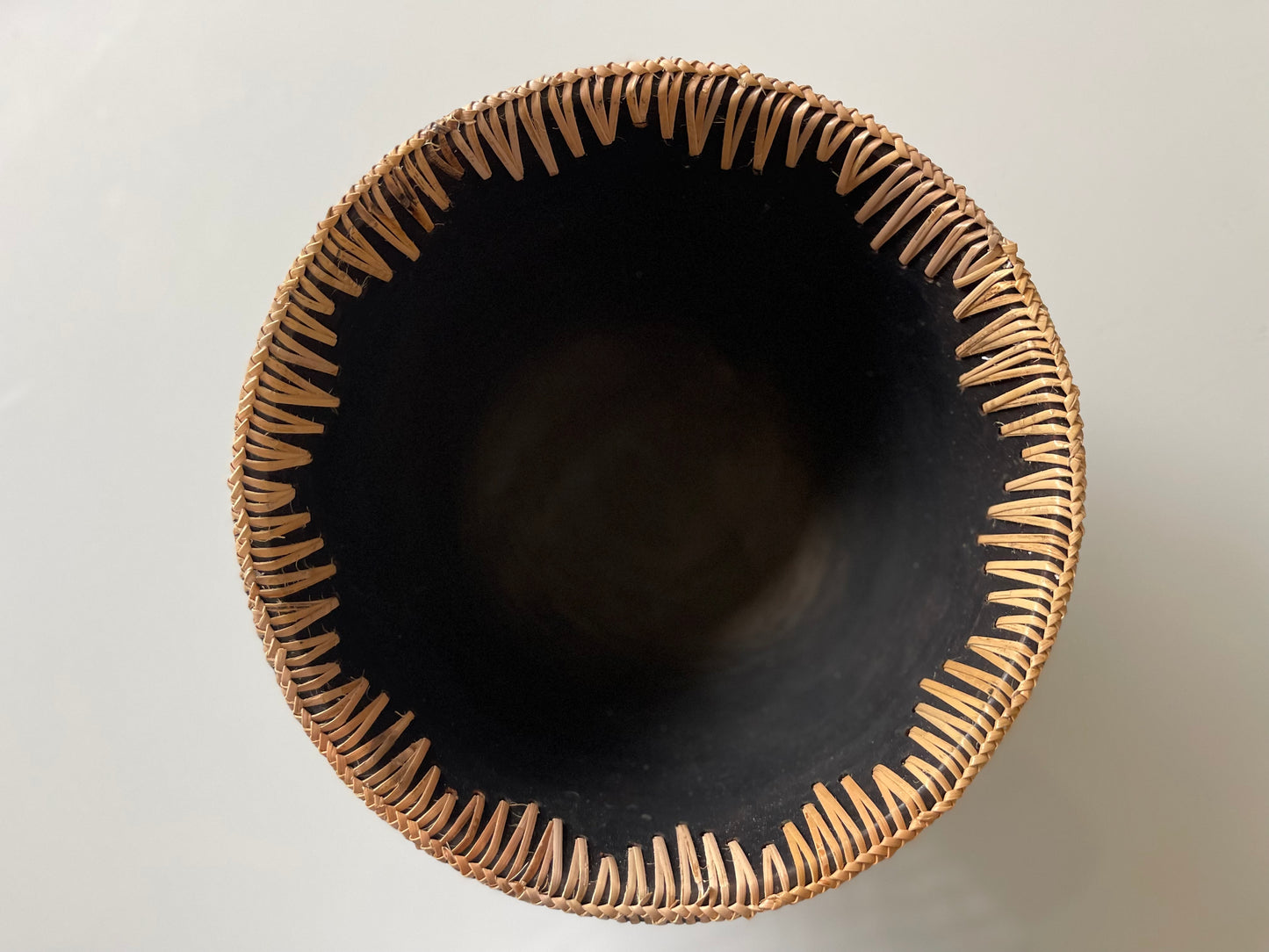 Terra-Cotta Bowl w/ Rattan Stitching